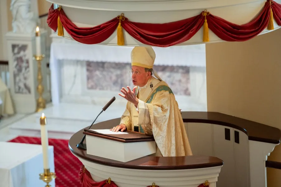 Archbishop William Lori of Baltimore delivers a homily during a Mass at the Basilica of the National Shrine of the Assumption of the Blessed Virgin Mary in Baltimore, Md., May 31, 2021.?w=200&h=150